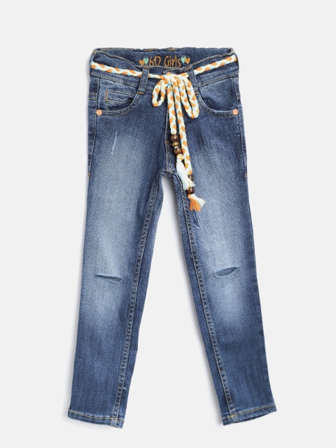 

612 league Girls Blue Low Distress Stretchable Jeans