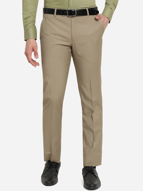 

Greenfibre Men Beige Slim Fit Solid Woolen Trousers