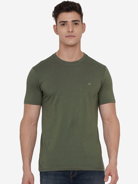 

JADE BLUE Men Green Pure Cotton Slim Fit T-shirt