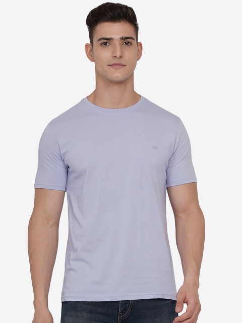 

JADE BLUE Men Blue Pure Cotton Slim Fit T-shirt