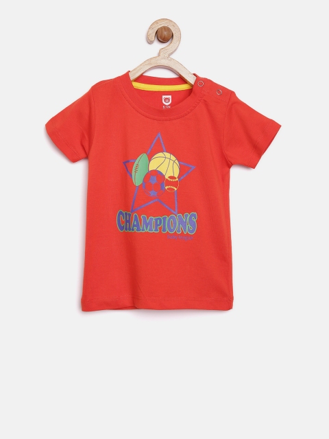 

Baby League Boys Red Printed Round Neck T-shirt