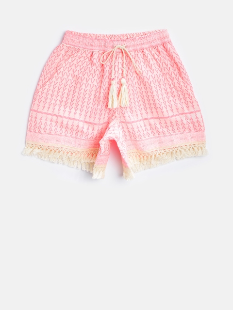 

Biba Girls Off-White & Pink Printed Shorts
