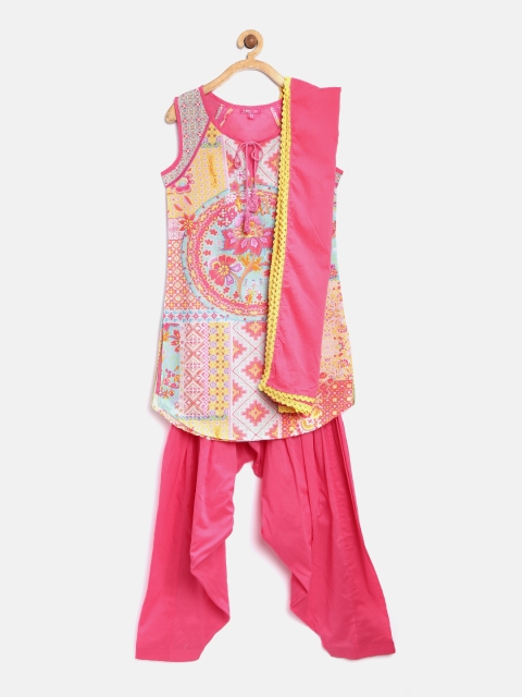 

Biba Girls Multicoloured Printed Kurta with Patiala & Dupatta, Na