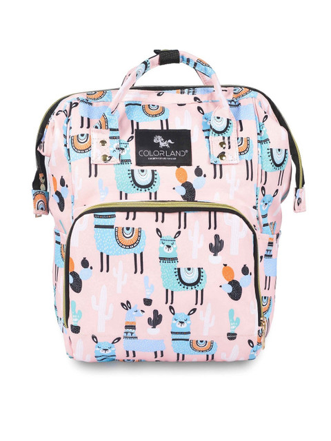

POPLINS Women Pink & Blue Printed Diaper Bags