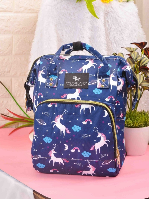 

POPLINS Women Navy Blue & White Printed Lightweight Diaper Bags