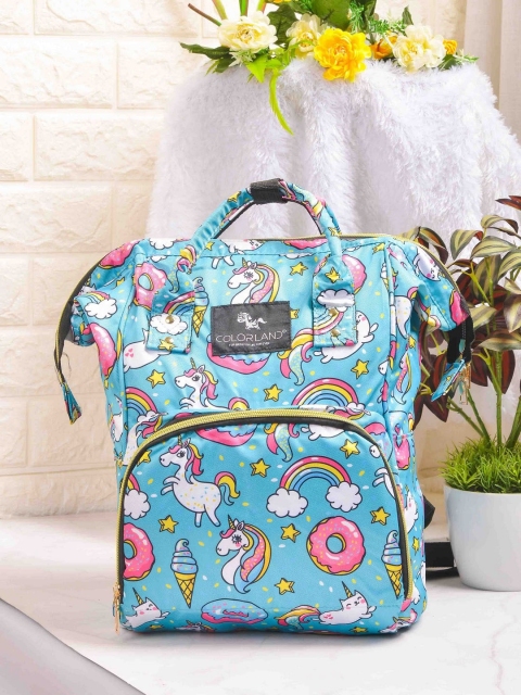 

POPLINS Women Blue Printed Canvas Diaper Bag