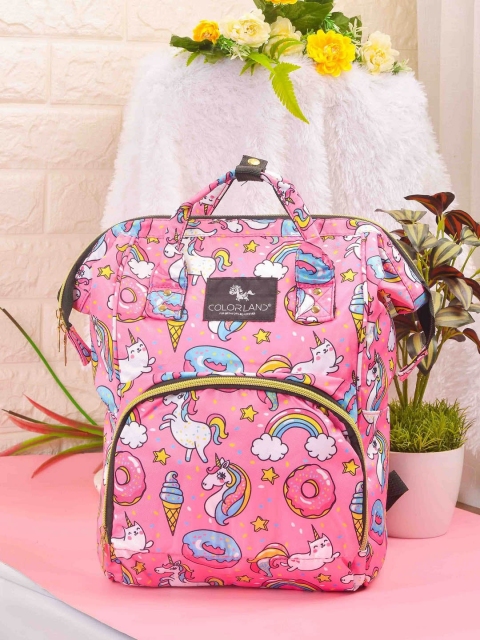 

POPLINS Pink Printed Canvas Lightweight Diaper Bag