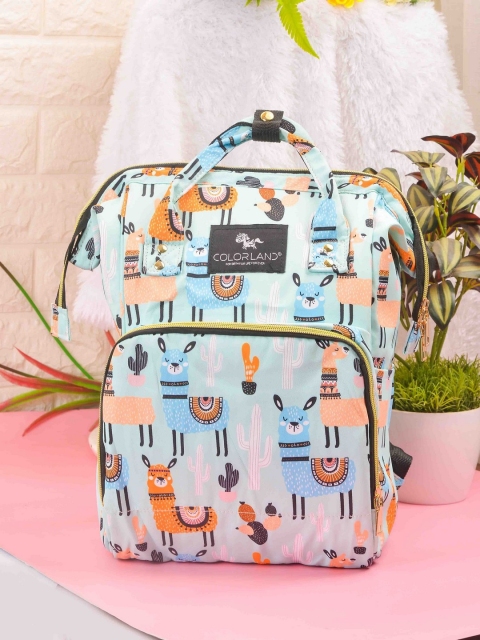 

POPLINS Women Green Printed Canvas Diaper Bags