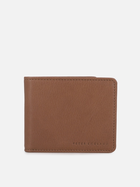 

Peter England Men Brown Textured Leather Two Fold Wallet