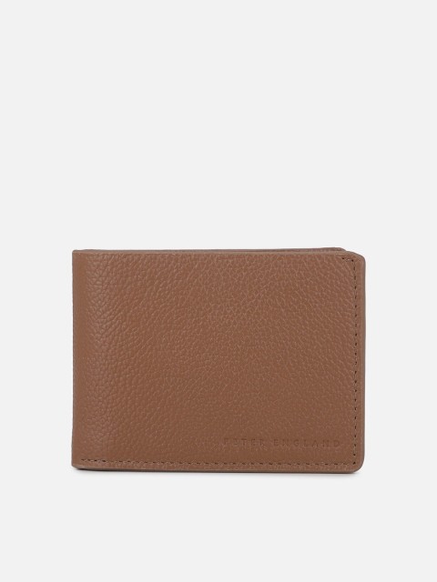 

Peter England Men Brown Textured Leather Two Fold Wallet