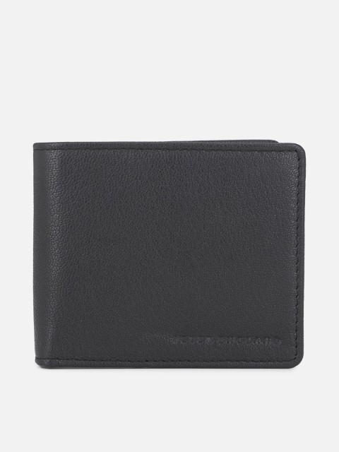 

Peter England Men Black & Brown Textured Leather Two Fold Wallet