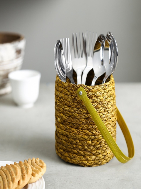 

Unravel India Yellow Handmade Sabai Grass Cutlery Holder