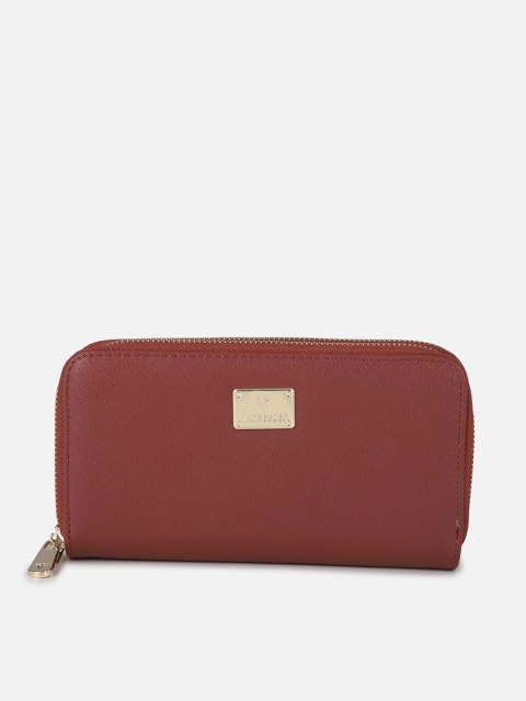 

Van Heusen Woman Women Maroon Textured PU Zip Around Wallet
