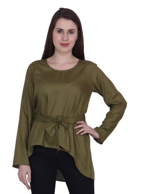 

Frempy Olive Green Cinched Waist Top