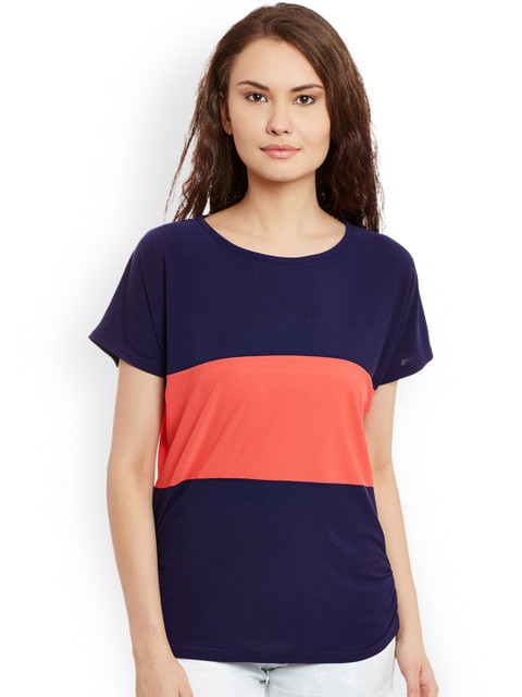 

ANTS Women Navy Blue Colourblocked Top