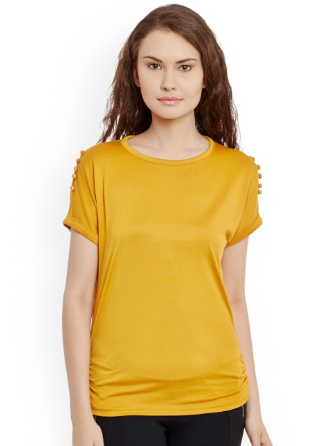 

ANTS Women Mustard Yellow Solid Top