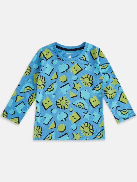 

Pantaloons Baby Boys Blue & Yellow Printed Cotton T-shirt