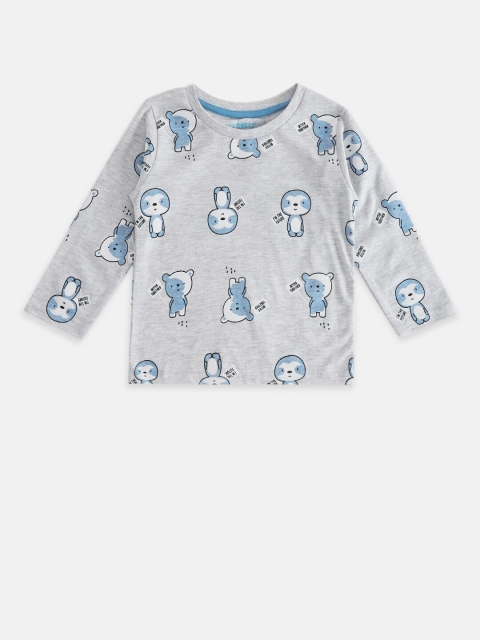

Pantaloons Baby Boys Grey Melange Biker Printed T-shirt