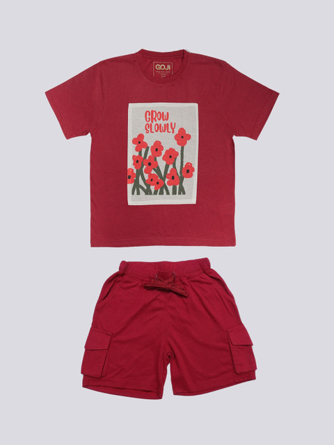 

GOJI Kids Maroon Printed Night suit