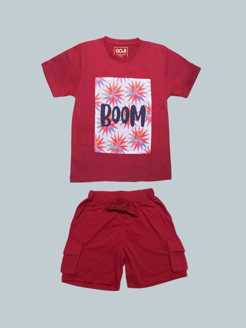 

GOJI Kids Maroon Printed Night suit