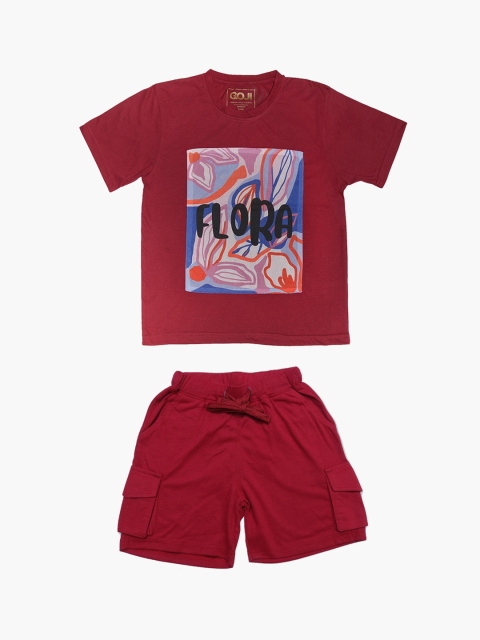 

GOJI Kids Maroon Printed Night Suit