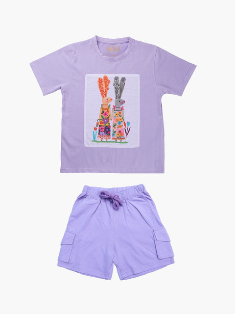 

GOJI Kids Lavender Printed Night suit