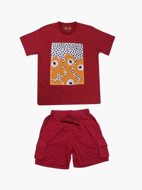 

GOJI Kids Maroon Printed Night suit