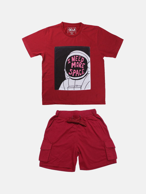 

GOJI Kids Maroon Printed Night suit