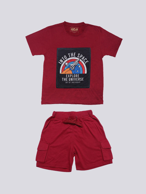

GOJI Kids Maroon Printed Night suit