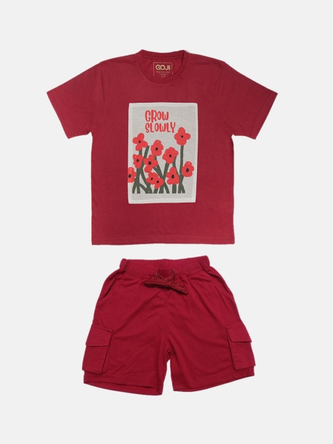 

GOJI Kids Maroon Printed Night Suit