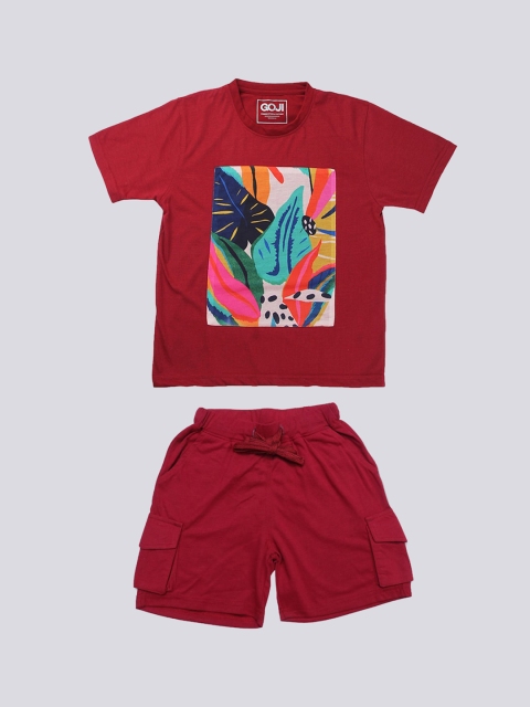 

GOJI Kids Maroon Printed Night suit