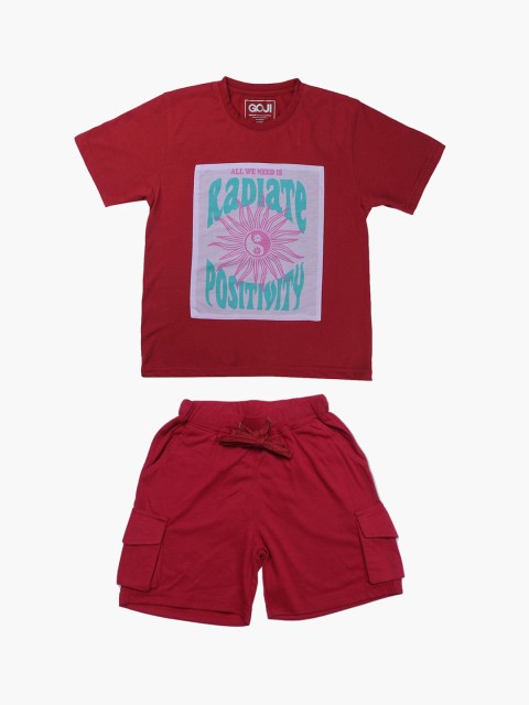 

GOJI Kids Maroon Printed Night suit