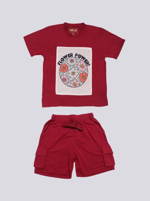 

GOJI Kids Maroon Printed Night suit