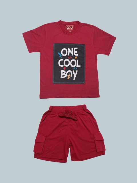 

GOJI Kids Maroon Printed Night Suit