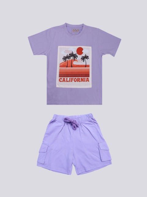 

GOJI Unisex Kids Purple & Red Printed Night suit