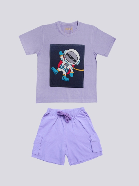 

GOJI Kids Purple & White Printed Night suit