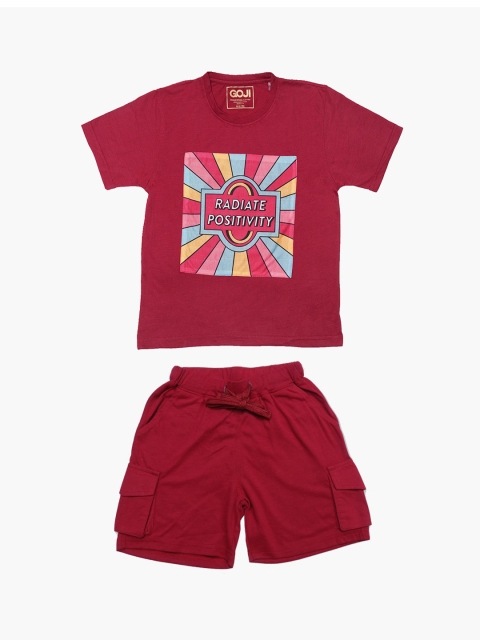 

GOJI Kids Maroon Printed Night suit