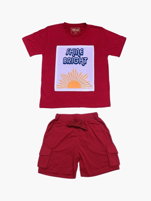 

GOJI Kids Maroon Printed Night suit