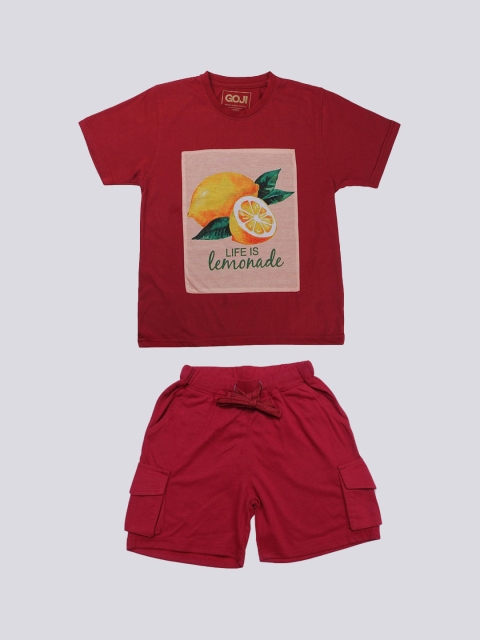 

GOJI Kids Maroon Printed Night suit