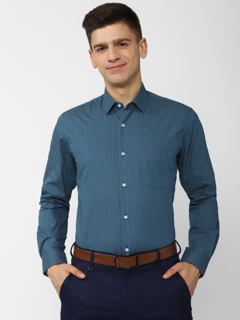 

Peter England Men Blue Printed Cotton Formal Shirt