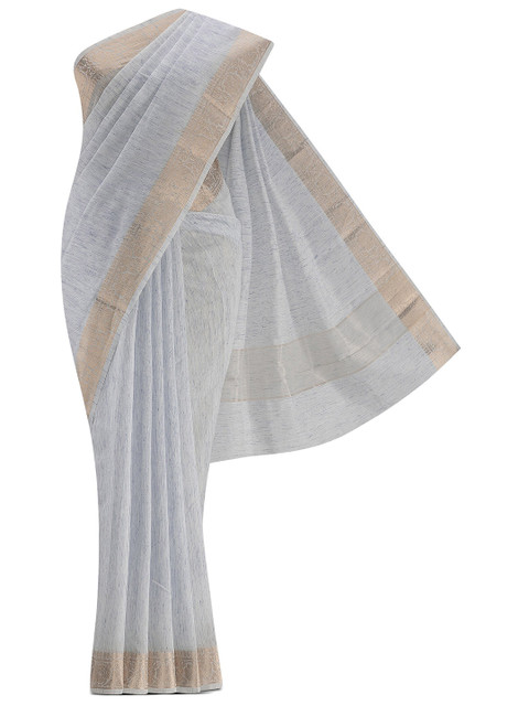 

Nalli Next Blue & Gold-Toned Woven Design Zari Linen Blend Saree