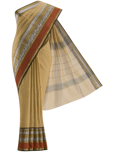 

Nalli Next Brown & Gold-Toned Zari Pure Cotton Saree