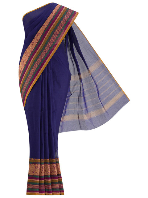 

Nalli Next Blue & Gold-Toned Zari Pure Cotton Saree