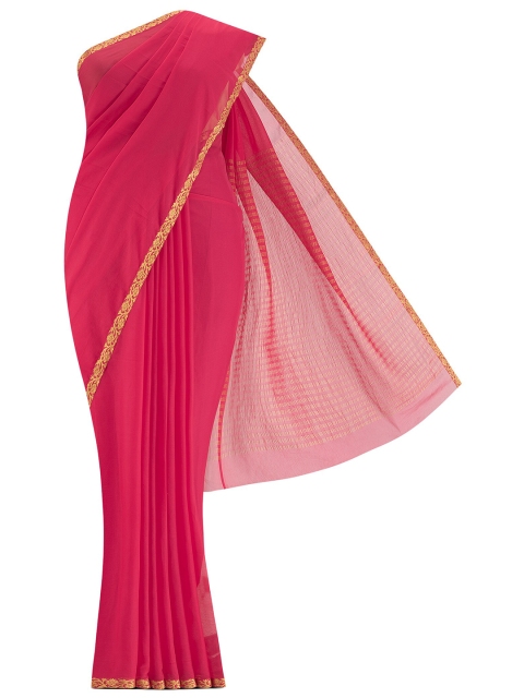 

Nalli Next Pink & Gold-Toned Zari Pure Chiffon Saree