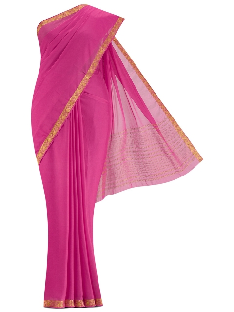 

Nalli Next Pink & Gold-Toned Solid Zari Saree