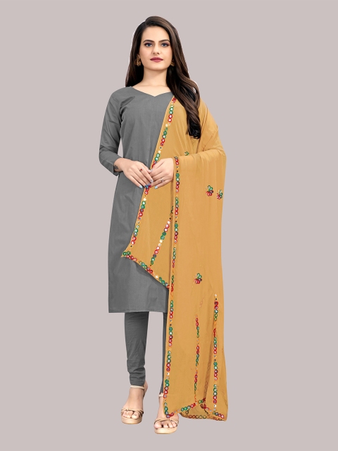 

DEETYA ARTS Gold-Toned & Green Embroidered Dupatta