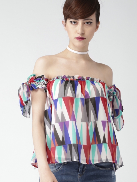 

LOVE GEN Women Multicoloured Printed Bardot Top, Multi