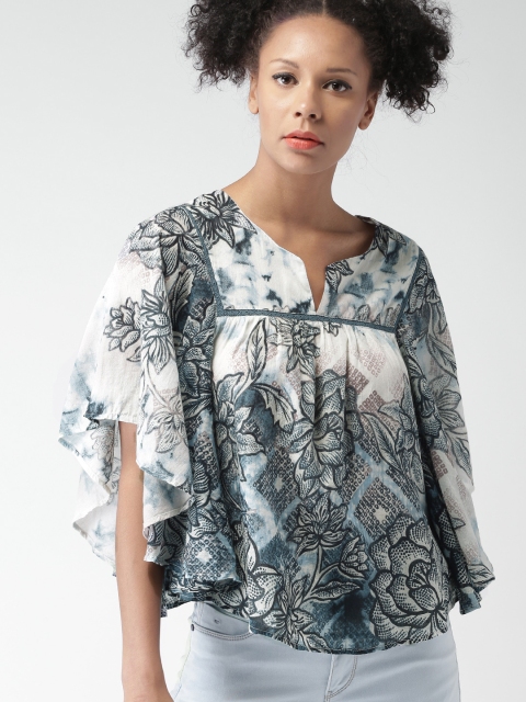 

LOVE GEN Women Blue Printed Kaftan Top