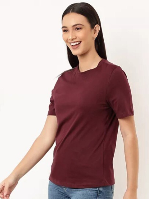 

Marks & Spencer Women Maroon Pure Cotton T-shirt