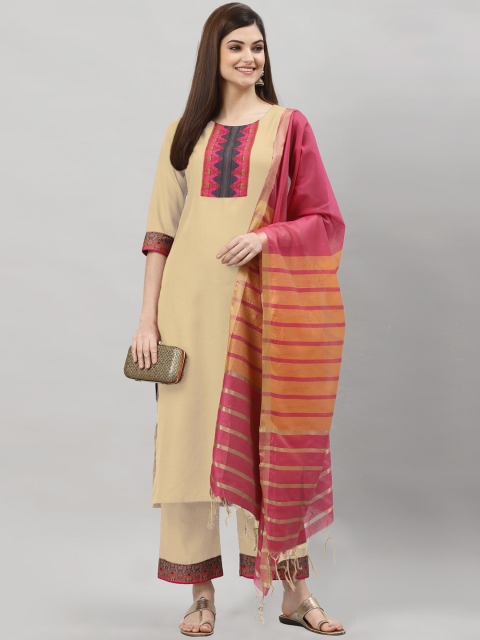 

ALC Creations Women Maroon Panelled Kurta with Trousers & With Dupatta